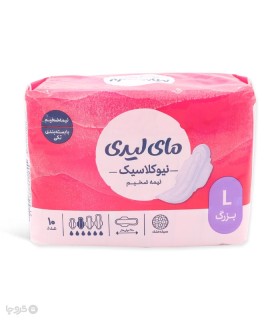 نوار بهداشتی بالدار نیمه ضخیم مشبک MyLady مای لیدی مدل New Classic بزرگ - بسته 10 عددی