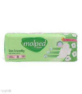 نوار بهداشتی بالدار ضخیم مشبک مولپد Molped مدل Maxi بزرگ کد 427 - بسته 10 عددی