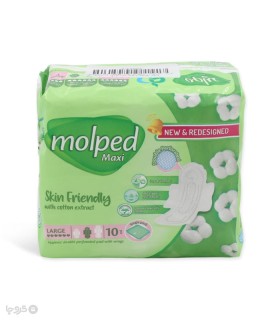 نوار بهداشتی بالدار نیمه ضخیم مشبک مولپد Molped مدل Maxi بزرگ کد 432 - بسته 10 عددی