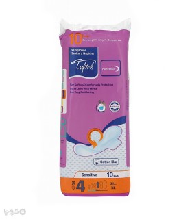 نوار بهداشتی بالدار کتانی تافته ویژه شب کد 1076 - بسته 10 عددی