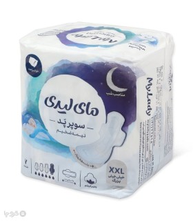 نوار بهداشتی بالدار نیمه ضخیم کتان MyLady مای لیدی مدل Superpad خیلی خیلی بزرگ - بسته 7 عددی
