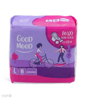 نوار بهداشتی بالدار نیمه ضخیم کتان گود مود مدل Maxi بزرگ - بسته 8 عددی