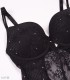 بادی فانتزی کاپدار جک دار فنردار دانتل و توری نگین دار Neev نیو کد Kiss مشکی Black