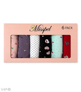 خرید پک شورت زنانه اسلیپ نخی Misspel میسپل کد 6000 طرح 13 - جعبه 6 عددی