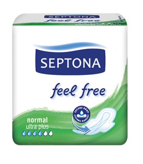 نوار بهداشتی بالدار قطر نازک کتانی Septona سپتونا Feel Free مدل Normal - بسته 10 عددی