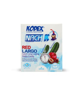 کاندوم خاردار بزرگ کننده تاخیری ناچ کدکس Nach Kodex مدل Red Largo - بسته 3 عددی