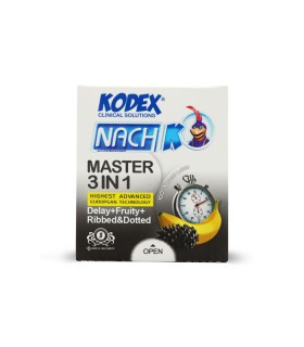 کاندوم تحریک کننده تاخیری ناچ کدکس Nach Kodex مدل Master 3 IN 1 - بسته 3 عددی