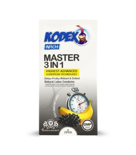 کاندوم تحریک کننده تاخیری ناچ کدکس Nach Kodex مدل Master 3 IN 1 - بسته 12 عددی