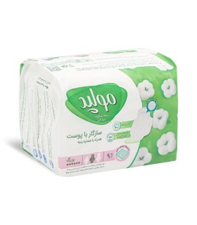 نوار بهداشتی بالدار نیمه ضخیم کتان مولپد Molped مدل Maxi Soft بزرگ کد 434 - بسته 9 عددی